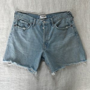 AGOLDE Parker High Waist Long Cutoff Organic Denim Shorts with Cuff